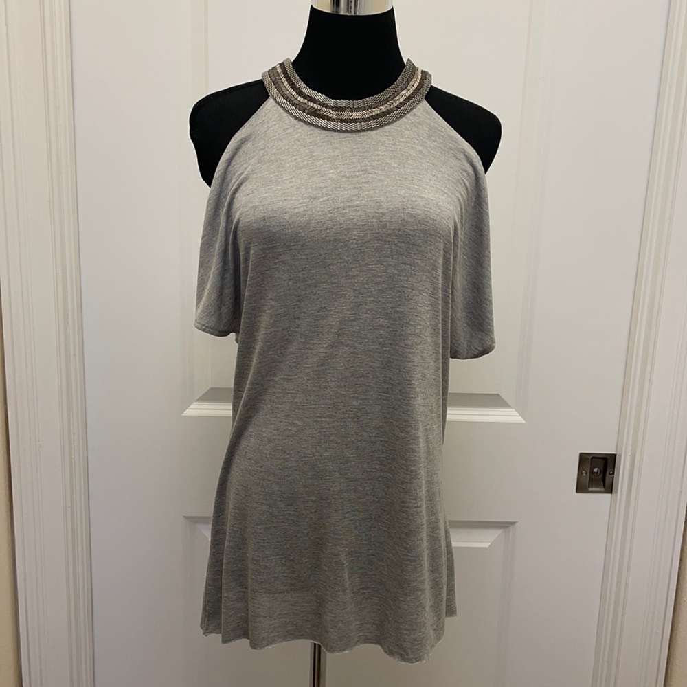 Love Sam matte beaded halter neck drop SS T, xs